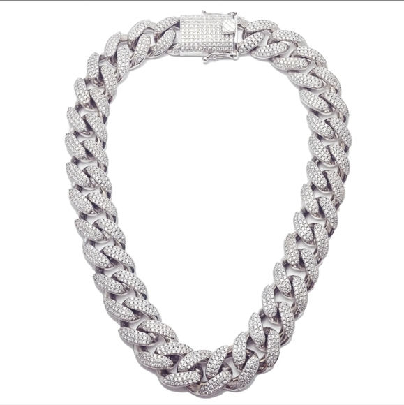 Jewelry - NEW Silver Cuban Link Monaco Style Necklace 16" Unisex